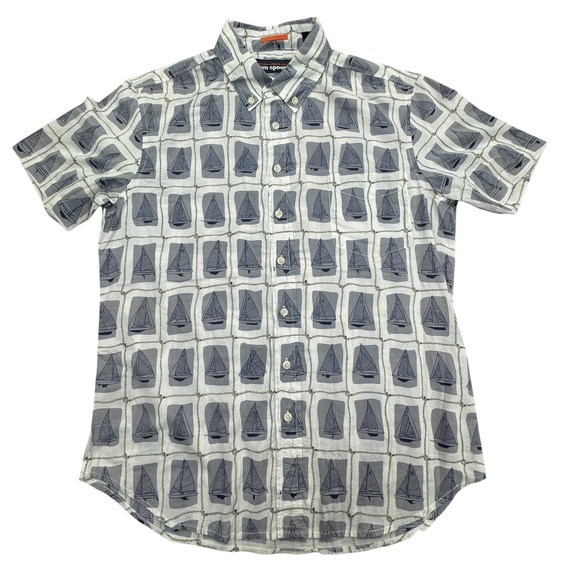 reyn spooner Other - Reyn Spooner Hawaiian Shirt Mens L Sailboat Print Button Down Short Sleeve
